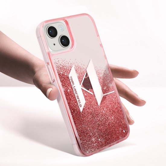 Karl Lagerfeld Karl Lagerfeld iPhone 14 Plus Backcover hoesje- Liquid Glitter - KL - Roze, foto 3 van 6