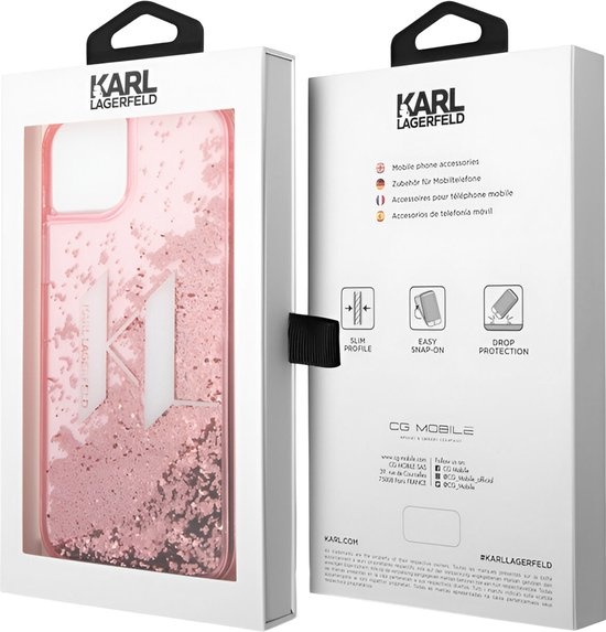 Karl Lagerfeld Karl Lagerfeld iPhone 14 Plus Backcover hoesje- Liquid Glitter - KL - Roze, foto 4 van 6