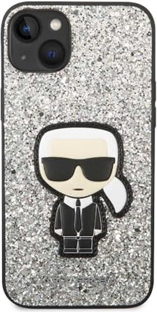 Karl Lagerfeld Karl Lagerfeld iPhone 14 Plus Back cover case - Fixed Glitter - Ikonik Karl - Silver Karl Lagerfeld Karl Lagerfeld iPhone 14 Plus Back cover case - Fixed Glitter - Ikonik Karl - Silver