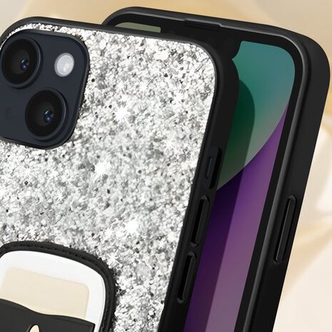 Karl Lagerfeld Karl Lagerfeld iPhone 14 Plus Back cover case - Fixed Glitter - Ikonik Karl - Silver Karl Lagerfeld Karl Lagerfeld iPhone 14 Plus Back cover case - Fixed Glitter - Ikonik Karl - Silver