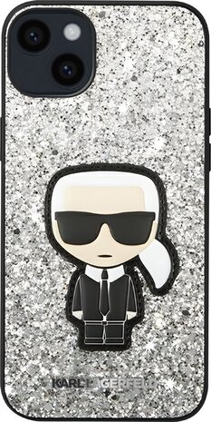 Karl Lagerfeld Karl Lagerfeld iPhone 14 Plus Back cover case - Fixed Glitter - Ikonik Karl - Silver Karl Lagerfeld Karl Lagerfeld iPhone 14 Plus Back cover case - Fixed Glitter - Ikonik Karl - Silver