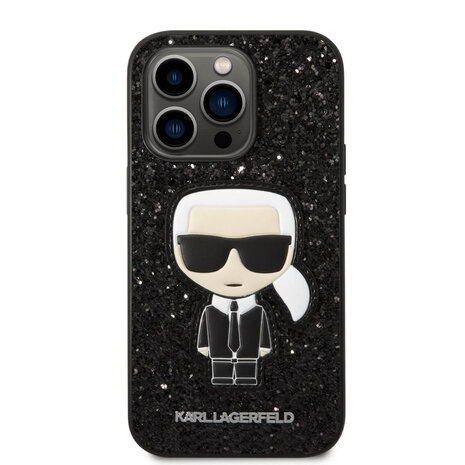 Karl Lagerfeld Karl Lagerfeld iPhone 14 Pro Back-Cover hul - Glitter - Karl - Schwarz Karl Lagerfeld Karl Lagerfeld iPhone 14 Pro Back-Cover hul - Glitter - Karl - Schwarz
