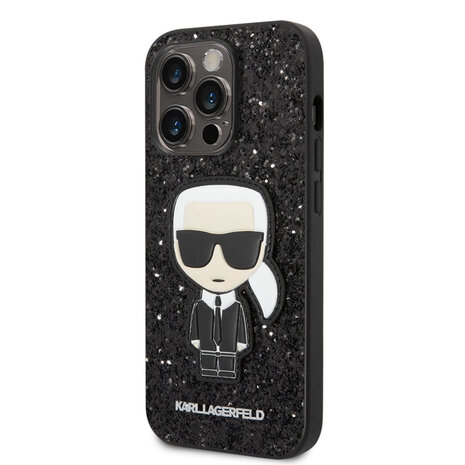 Karl Lagerfeld Karl Lagerfeld iPhone 14 Pro Back-Cover hul - Glitter - Karl - Schwarz Karl Lagerfeld Karl Lagerfeld iPhone 14 Pro Back-Cover hul - Glitter - Karl - Schwarz