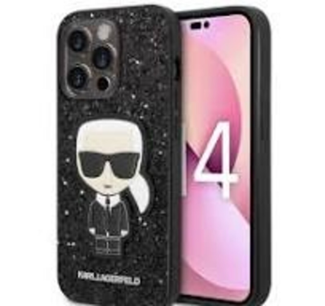 Karl Lagerfeld Karl Lagerfeld iPhone 14 Pro Back-Cover hul - Glitter - Karl - Schwarz Karl Lagerfeld Karl Lagerfeld iPhone 14 Pro Back-Cover hul - Glitter - Karl - Schwarz