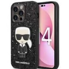 Karl Lagerfeld iPhone 14 Pro Back cover case - Glitter - Karl - Black
