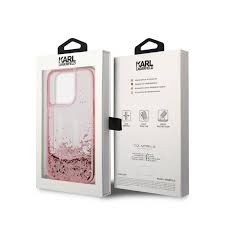 Karl Lagerfeld Karl Lagerfeld iPhone 14 Pro Backcover hoesje - Glitter KL Logo - Roze, foto 5 van 6