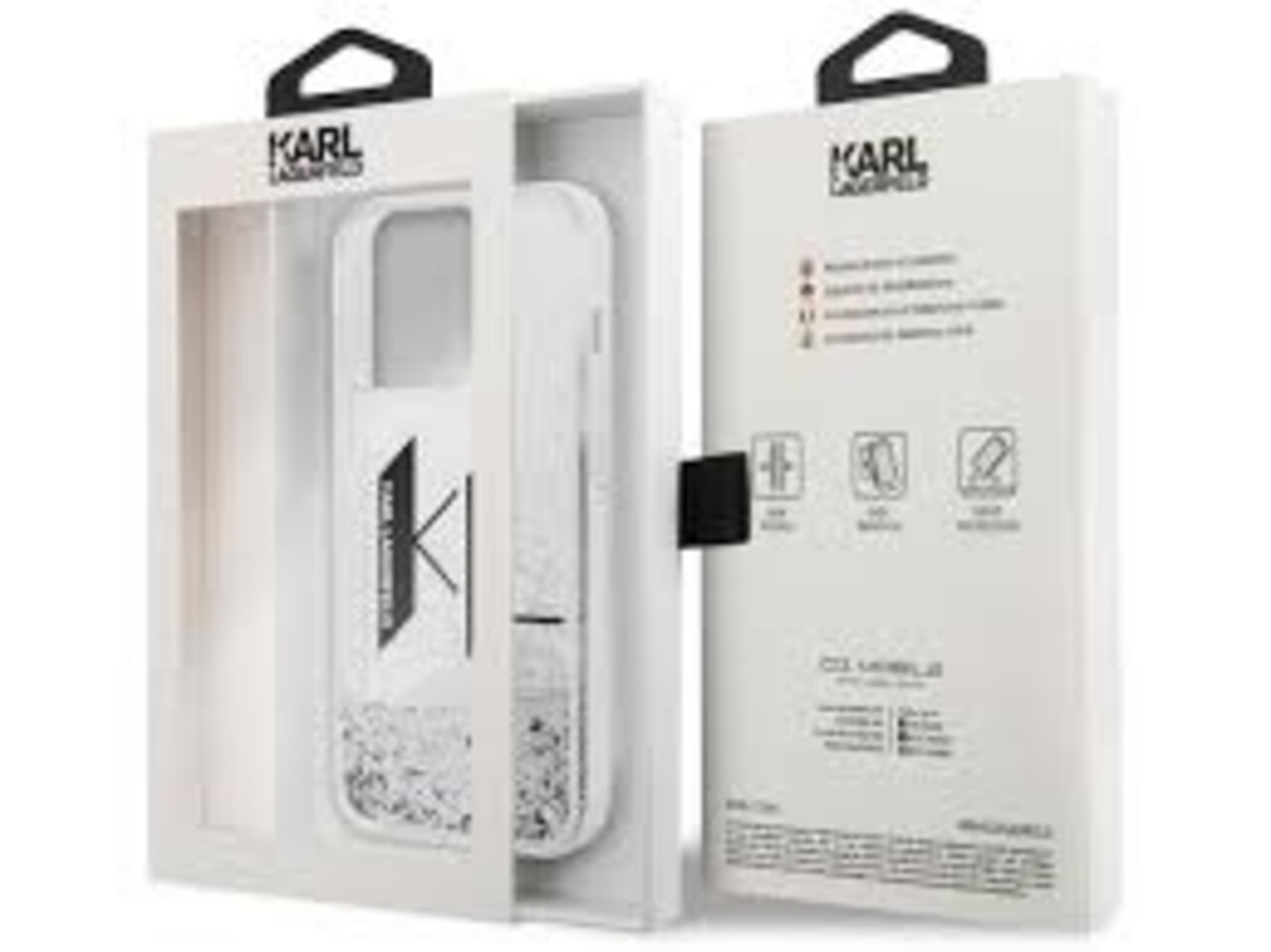 Karl Lagerfeld Karl Lagerfeld iPhone 14 Pro Backcover hoesje - Glitter KL Logo - Zilver Karl Lagerfeld Karl Lagerfeld iPhone 14 Pro Backcover hoesje - Glitter KL Logo - Zilver