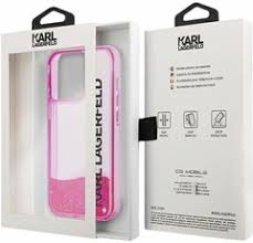 Karl Lagerfeld Karl Lagerfeld iPhone 14 Pro Backcover hoesje - Liquid Glitter - Roze, foto 5 van 6