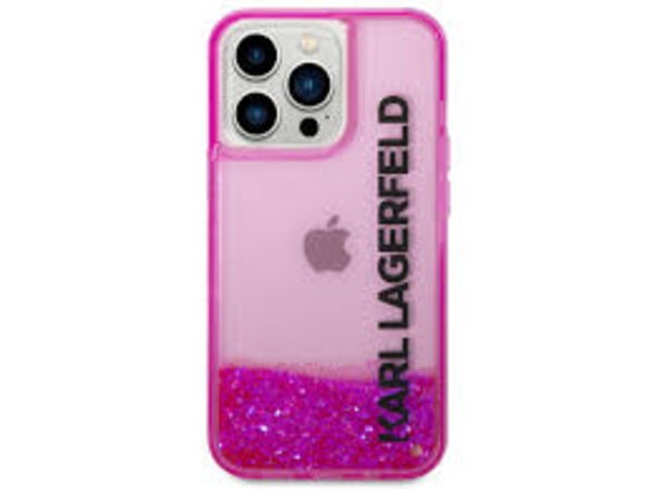 Karl Lagerfeld Karl Lagerfeld iPhone 14 Pro Backcover hoesje - Liquid Glitter - Roze Karl Lagerfeld Karl Lagerfeld iPhone 14 Pro Backcover hoesje - Liquid Glitter - Roze
