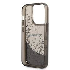 Karl Lagerfeld Karl Lagerfeld iPhone 14 Pro Backcover hoesje - Liquid Glitter - Zwart, foto 4 van 6