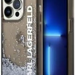 Karl Lagerfeld iPhone 14 Pro Back cover case - Liquid Glitter - Black
