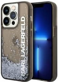Karl Lagerfeld Karl Lagerfeld iPhone 14 Pro Backcover hoesje - Liquid Glitter - Zwart