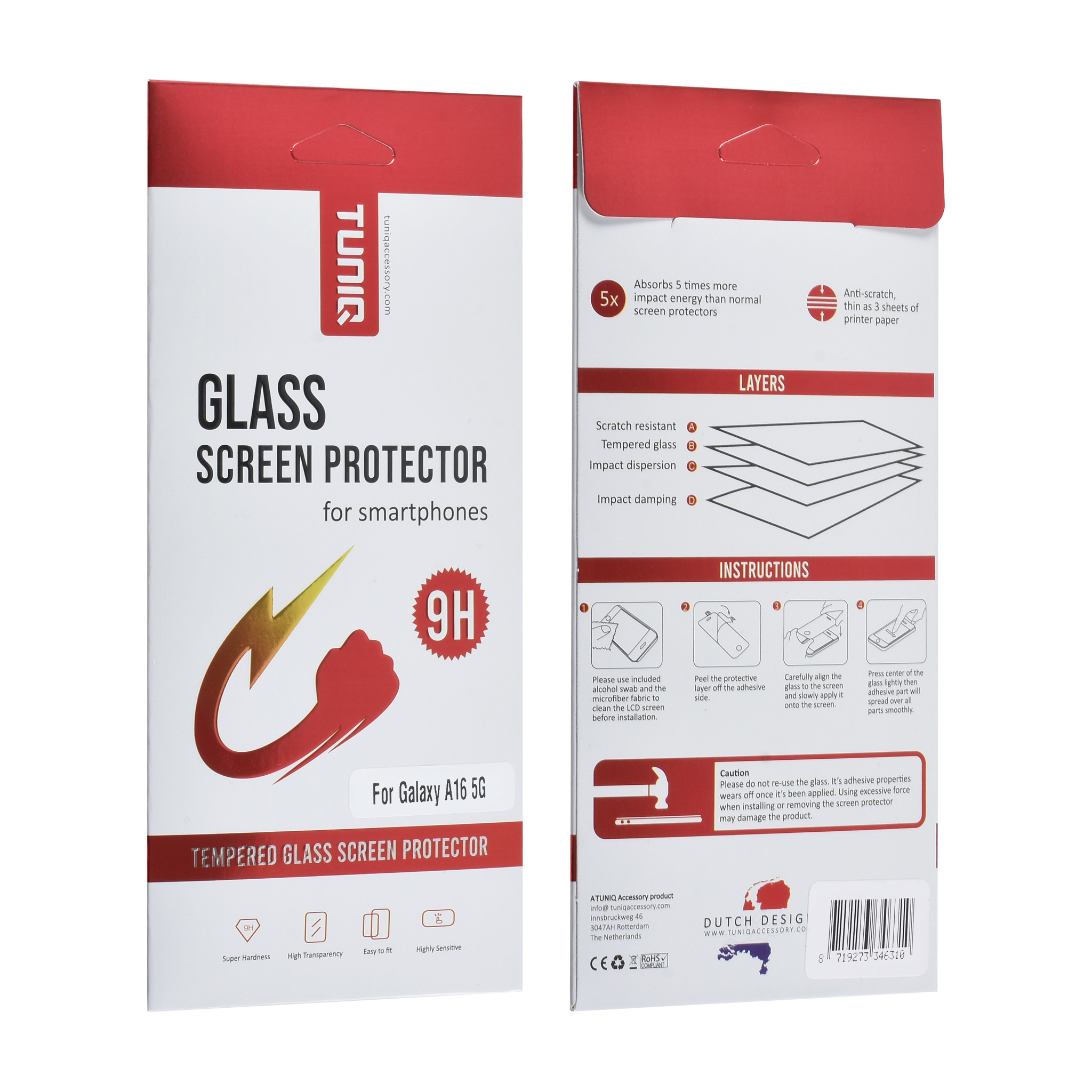 TUNIQ box of 10 - TUNIQ Galaxy A16 5g Screenprotector - Tempered Glass - Transparant, foto 2 van 2