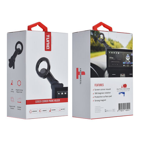 TUNIQ TUNIQ Support de téléphone voiture screen corners - Noir TUNIQ TUNIQ Support de téléphone voiture screen corners - Noir