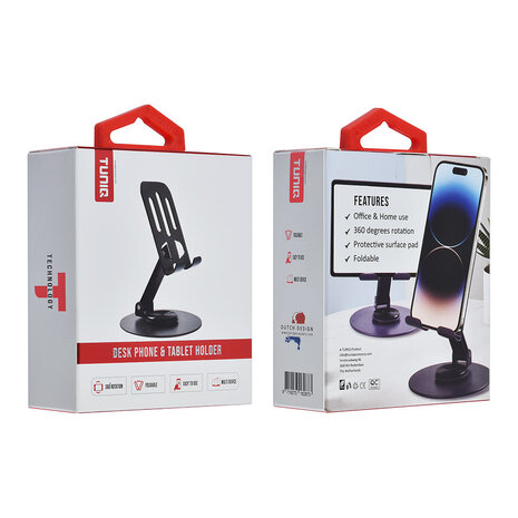TUNIQ TUNIQ Support de téléphone voiture desk - foldable - Noir TUNIQ TUNIQ Support de téléphone voiture desk - foldable - Noir