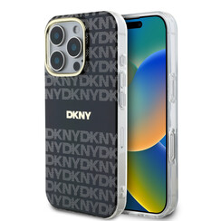DKNY iPhone 16 Pro Backcover hoesje PC/TPU Repeat Pattern Tonal Stripe Magsafe - Zwart