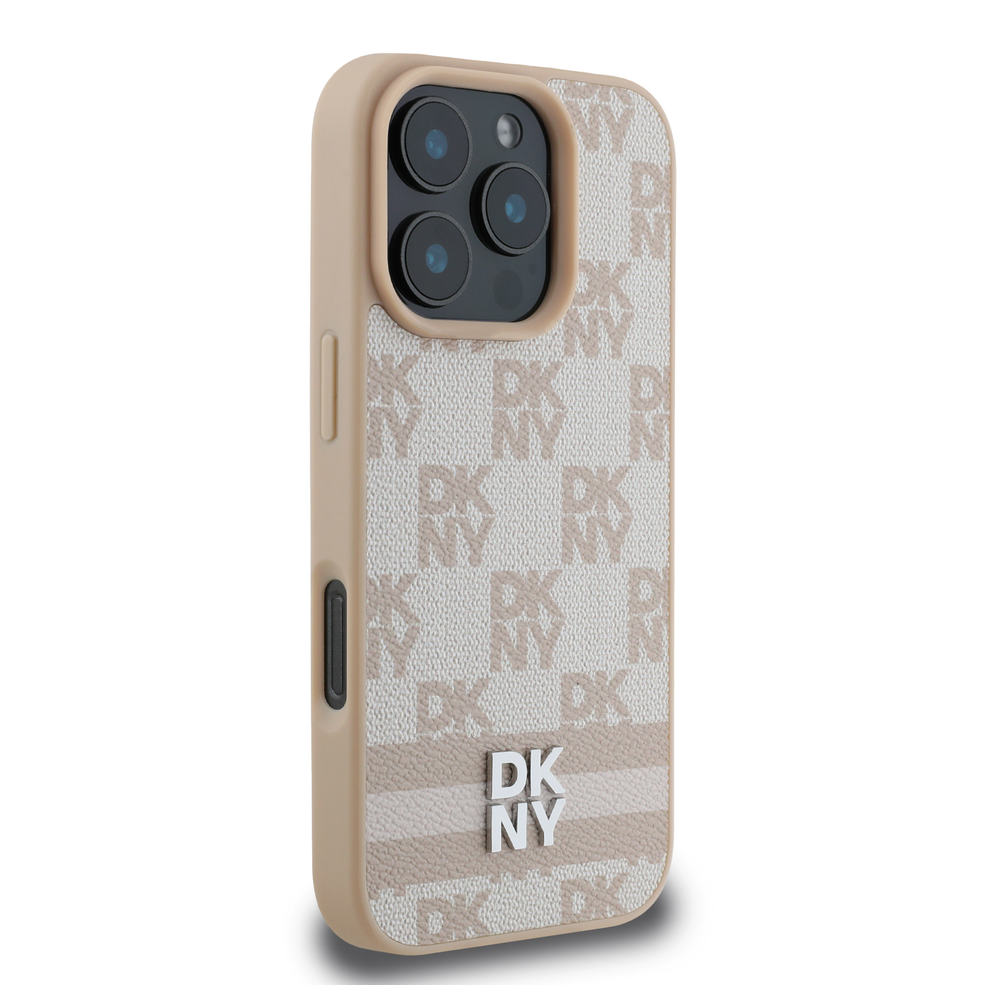 DKNY DKNY iPhone 16 Pro Backcover hoesje PU Leather Checkered Pattern and Stripe - Roze, foto 4 van 6