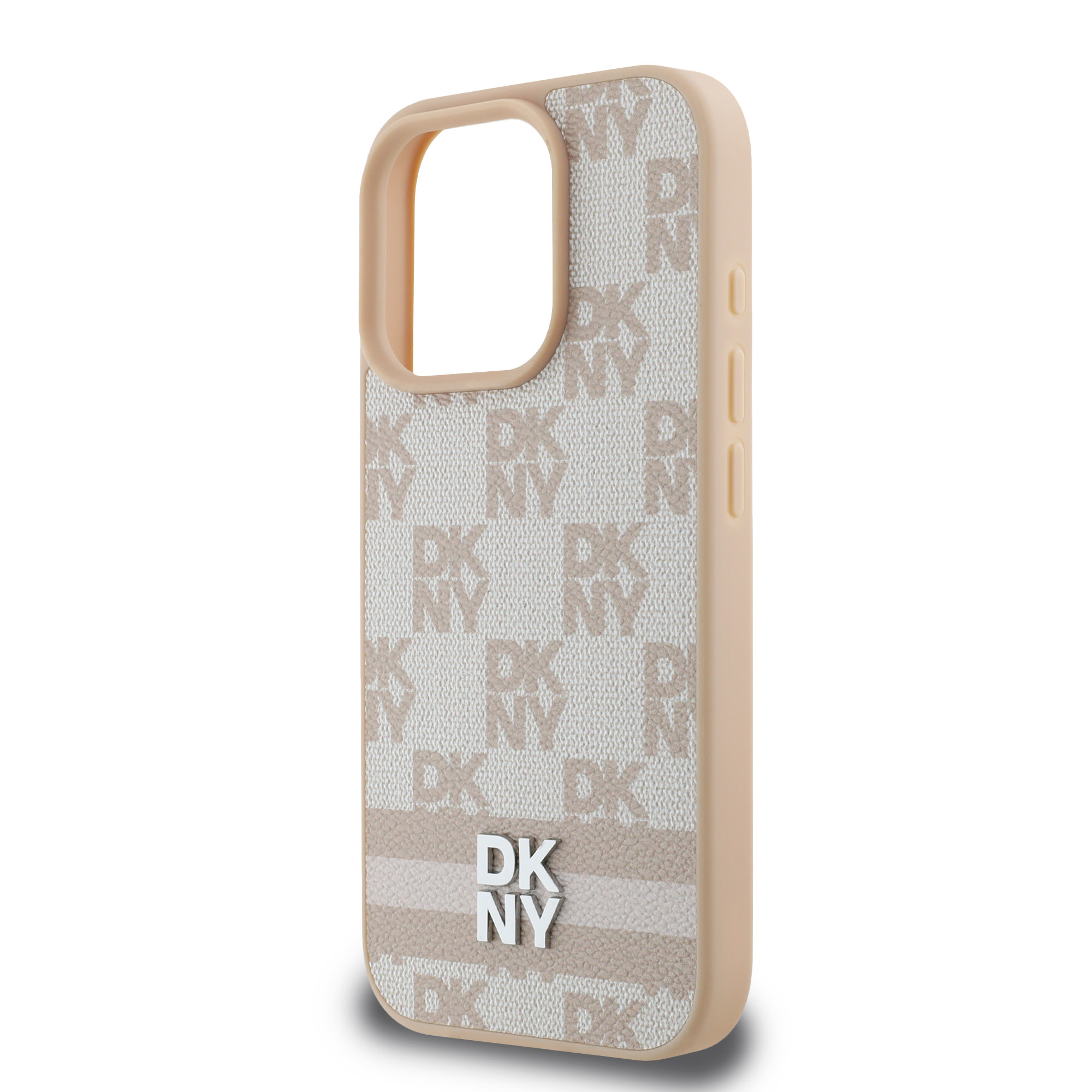 DKNY DKNY iPhone 16 Pro Backcover hoesje PU Leather Checkered Pattern and Stripe - Roze, foto 6 van 6