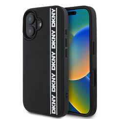 DKNY iPhone 16 Back cover case - D Rubber Repeat Logo Line - Black