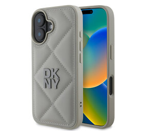 DKNY DKNY iPhone 16 Back cover coque PU Leather Quilted Stack Logo - Gris DKNY DKNY iPhone 16 Back cover coque PU Leather Quilted Stack Logo - Gris
