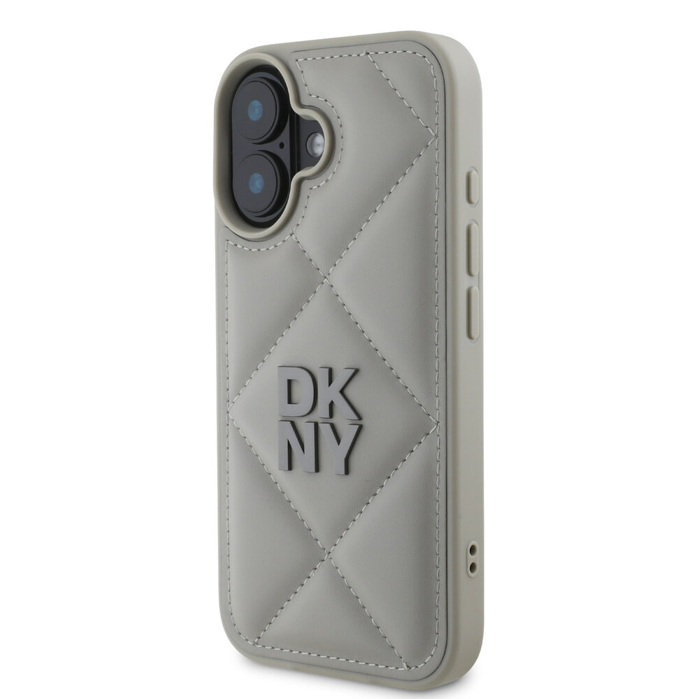 DKNY DKNY iPhone 16 Backcover hoesje PU Leather Quilted Stack Logo - Grijs DKNY DKNY iPhone 16 Backcover hoesje PU Leather Quilted Stack Logo - Grijs