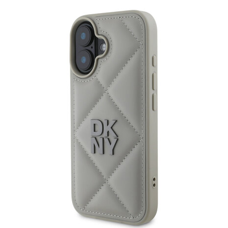 DKNY DKNY iPhone 16 Backcover hoesje PU Leather Quilted Stack Logo - Grijs DKNY DKNY iPhone 16 Backcover hoesje PU Leather Quilted Stack Logo - Grijs