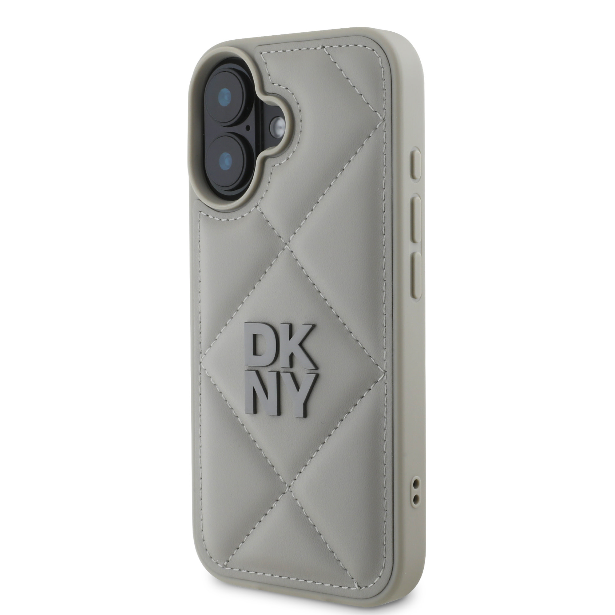 DKNY DKNY iPhone 16 Backcover hoesje PU Leather Quilted Stack Logo - Grijs, foto 2 van 6