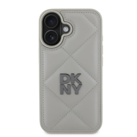 DKNY DKNY iPhone 16 Back-Cover hul - PU Leather Quilted Stack Logo - Grau DKNY DKNY iPhone 16 Back-Cover hul - PU Leather Quilted Stack Logo - Grau