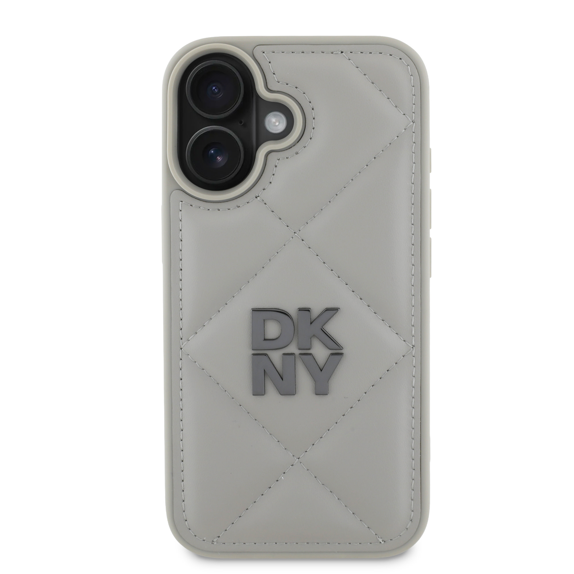 DKNY DKNY iPhone 16 Backcover hoesje PU Leather Quilted Stack Logo - Grijs, foto 3 van 6