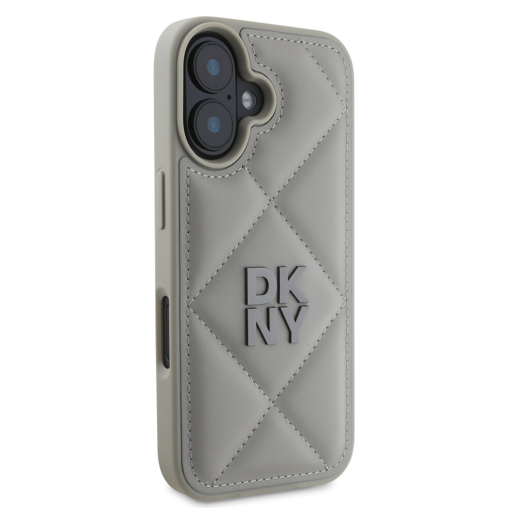 DKNY DKNY iPhone 16 Backcover hoesje PU Leather Quilted Stack Logo - Grijs DKNY DKNY iPhone 16 Backcover hoesje PU Leather Quilted Stack Logo - Grijs