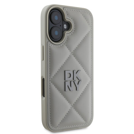 DKNY DKNY iPhone 16 Backcover hoesje PU Leather Quilted Stack Logo - Grijs DKNY DKNY iPhone 16 Backcover hoesje PU Leather Quilted Stack Logo - Grijs