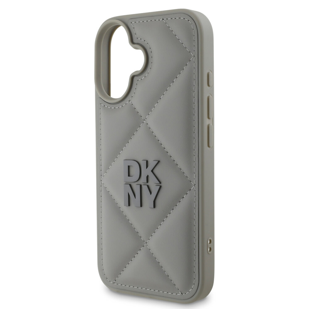 DKNY DKNY iPhone 16 Backcover hoesje PU Leather Quilted Stack Logo - Grijs DKNY DKNY iPhone 16 Backcover hoesje PU Leather Quilted Stack Logo - Grijs