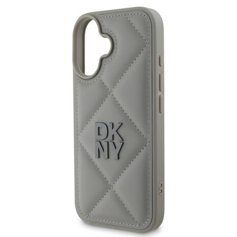 DKNY DKNY iPhone 16 Backcover hoesje PU Leather Quilted Stack Logo - Grijs DKNY DKNY iPhone 16 Backcover hoesje PU Leather Quilted Stack Logo - Grijs