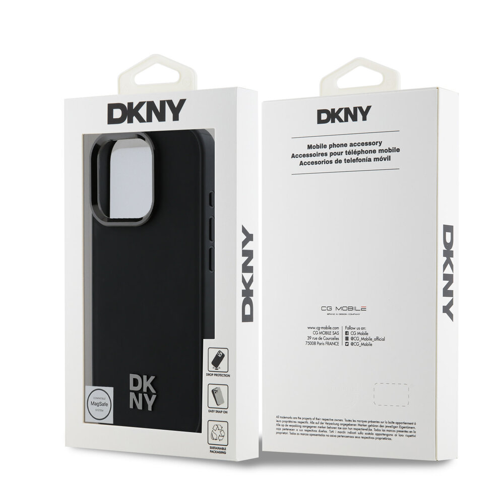 DKNY DKNY iPhone 16 Pro Back cover coque PU Leather Stack Logo Magsafe - Noir DKNY DKNY iPhone 16 Pro Back cover coque PU Leather Stack Logo Magsafe - Noir