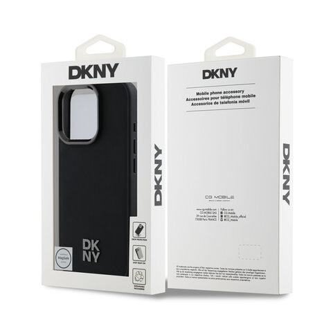 DKNY DKNY iPhone 16 Pro Back cover coque PU Leather Stack Logo Magsafe - Noir DKNY DKNY iPhone 16 Pro Back cover coque PU Leather Stack Logo Magsafe - Noir