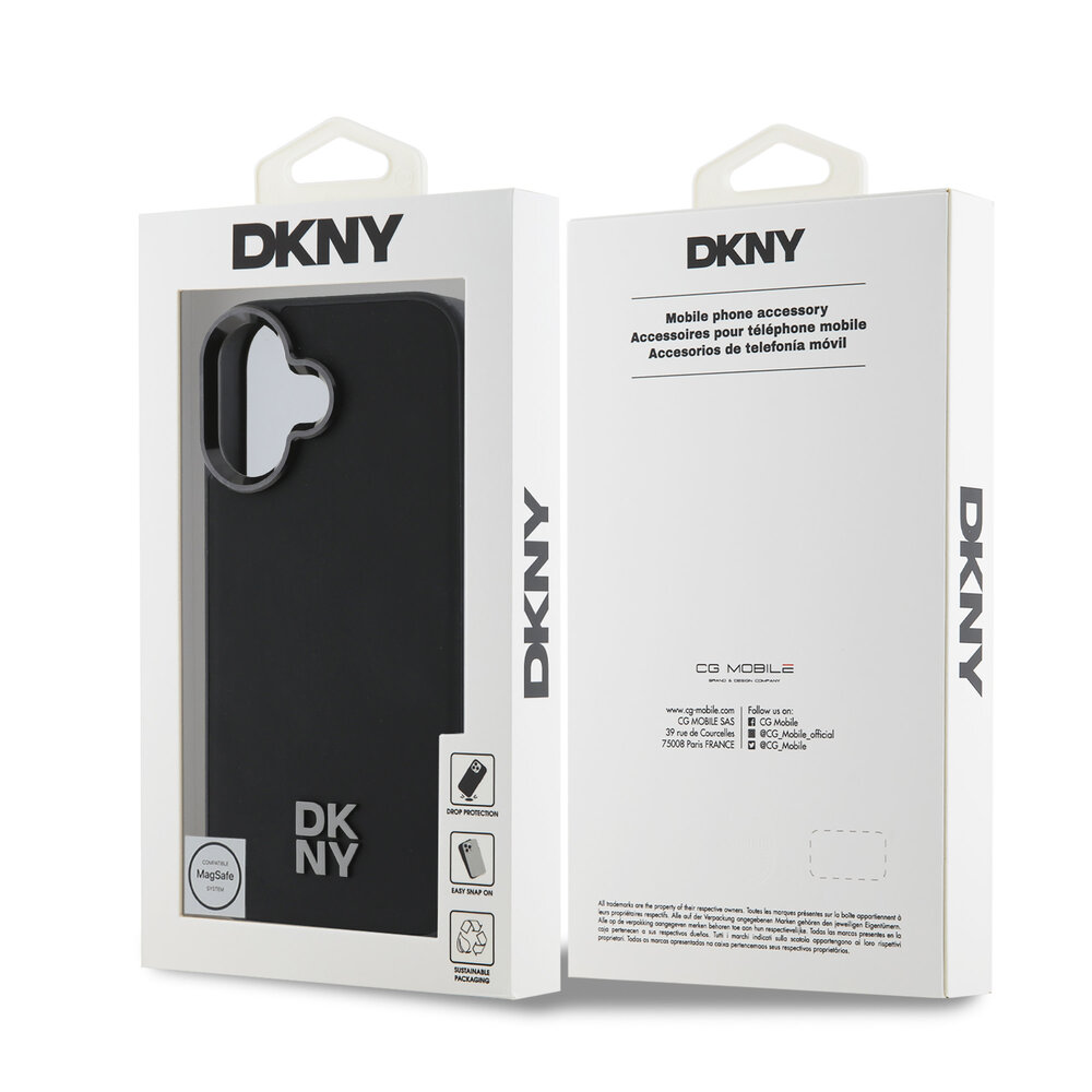 DKNY DKNY iPhone 16 Back cover case - PU Leather Stack Logo Magsafe Case - Black DKNY DKNY iPhone 16 Back cover case - PU Leather Stack Logo Magsafe Case - Black