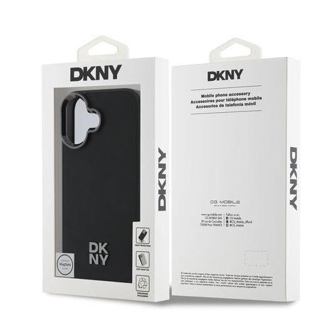 DKNY DKNY iPhone 16 Back cover case - PU Leather Stack Logo Magsafe Case - Black DKNY DKNY iPhone 16 Back cover case - PU Leather Stack Logo Magsafe Case - Black