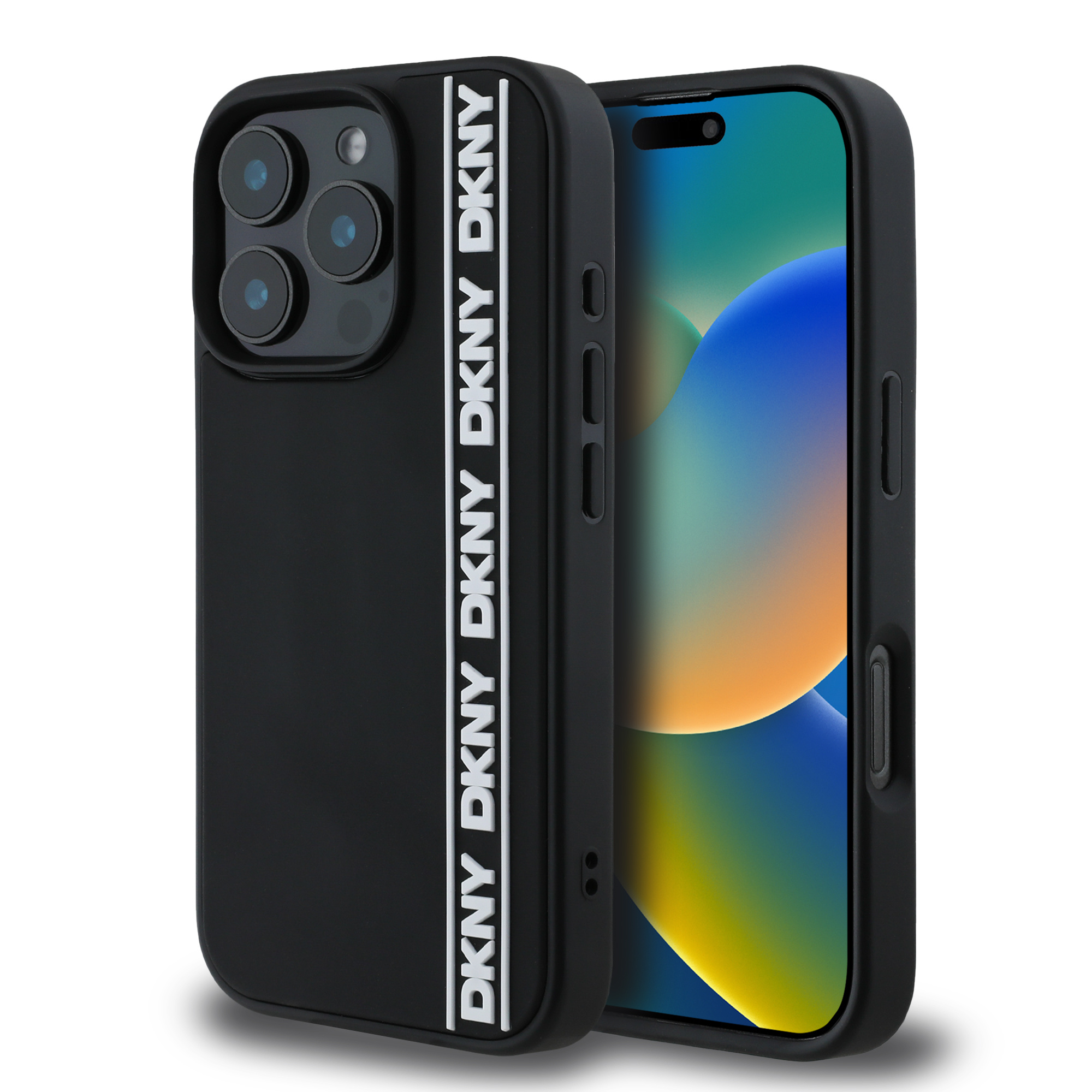 DKNY DKNY iPhone 16 Pro Backcover hoesje D Rubber Repeat Logo Line - Zwart