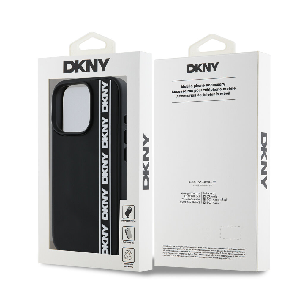 DKNY DKNY iPhone 16 Pro Back-Cover hul - D Rubber Repeat Logo Line - Schwarz DKNY DKNY iPhone 16 Pro Back-Cover hul - D Rubber Repeat Logo Line - Schwarz