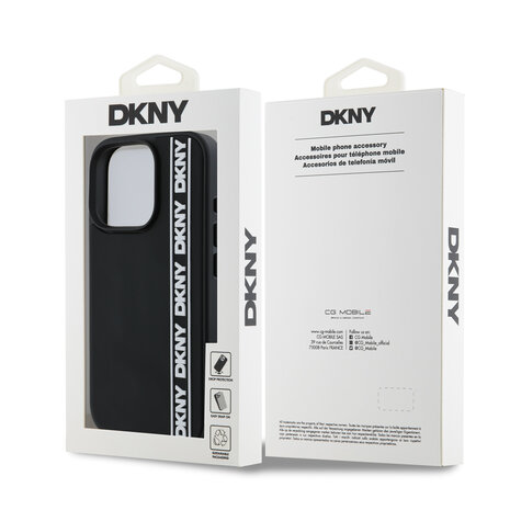 DKNY DKNY iPhone 16 Pro Backcover hoesje D Rubber Repeat Logo Line - Zwart DKNY DKNY iPhone 16 Pro Backcover hoesje D Rubber Repeat Logo Line - Zwart