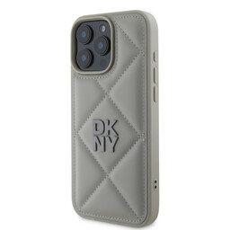 DKNY DKNY iPhone 16 Pro Backcover hoesje PU Leather Quilted Stack Logo - Grijs, foto 2 van 6