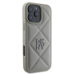 DKNY DKNY iPhone 16 Pro Backcover hoesje PU Leather Quilted Stack Logo - Grijs, foto 4 van 6