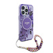 Guess Guess iPhone 15 Pro Max Back cover case - Magsafe IML Glitter with pearls strap - Purple Guess Guess iPhone 15 Pro Max Back cover case - Magsafe IML Glitter with pearls strap - Purple