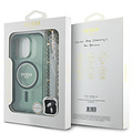 Guess Guess iPhone 16 Pro Back cover case - Magsafe IML Glitter with pearls strap - Green