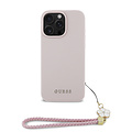 Guess Guess iPhone 16 Pro Back cover coque Magsafe grained - flower charm strap - Rose