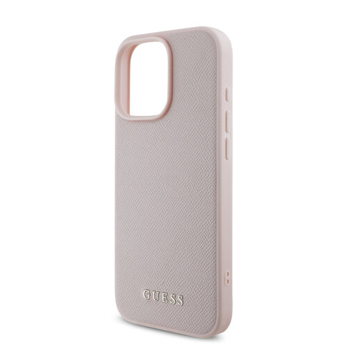 Guess Guess iPhone 16 Pro Backcover hoesje Magsafe grained - flower charm strap - Roze