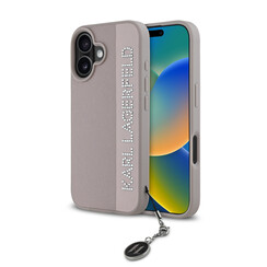 Karl Lagerfeld iPhone 16 Back cover coque Saffiano rhinestones and charm - Rose