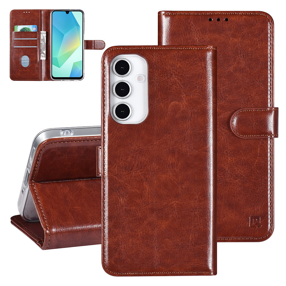 TUNIQ TUNIQ Galaxy A06 Book-Case hul - Pasjeshouder - Braun TUNIQ TUNIQ Galaxy A06 Book-Case hul - Pasjeshouder - Braun