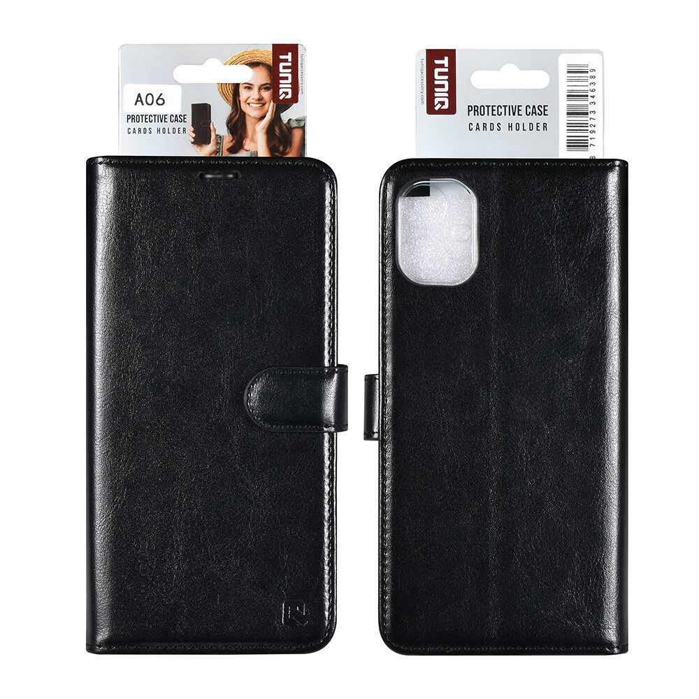 TUNIQ TUNIQ Galaxy A16 5G Book-Case hul - Kartenhalter für 3 Karten - Magnetverschluss - Hanger - Schwarz