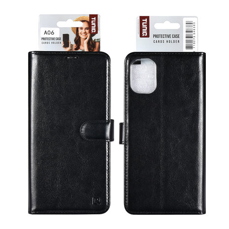 TUNIQ TUNIQ Galaxy A16 5G Book type case - Card holder for 3 cards - Magnetic closure - Hanger - Black TUNIQ TUNIQ Galaxy A16 5G Book type case - Card holder for 3 cards - Magnetic closure - Hanger - Black